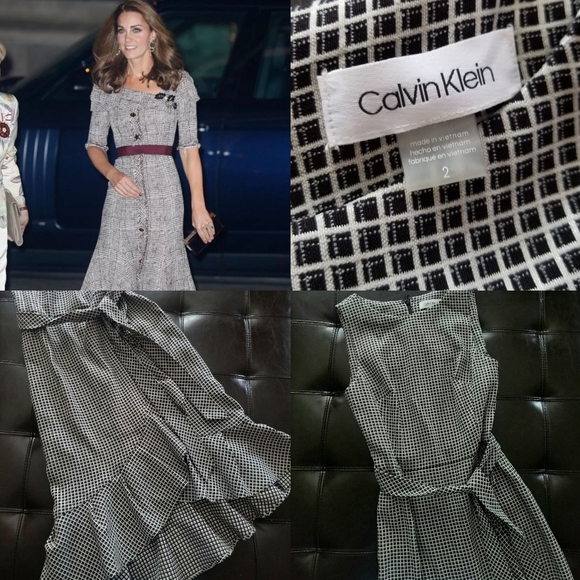 ❗Calvin Klein Kate Middleton Style Black White Asymmetrical Sleeveless Dress 2❗ - Picture 1 of 1